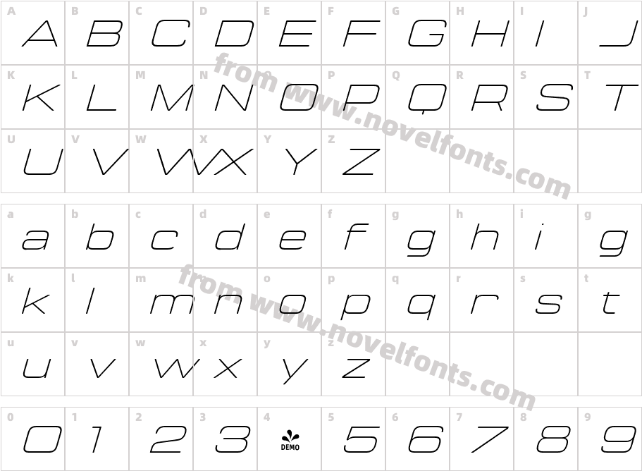 FSP DEMO Manifold ExtendedCF Thin ItalicCharacter Map