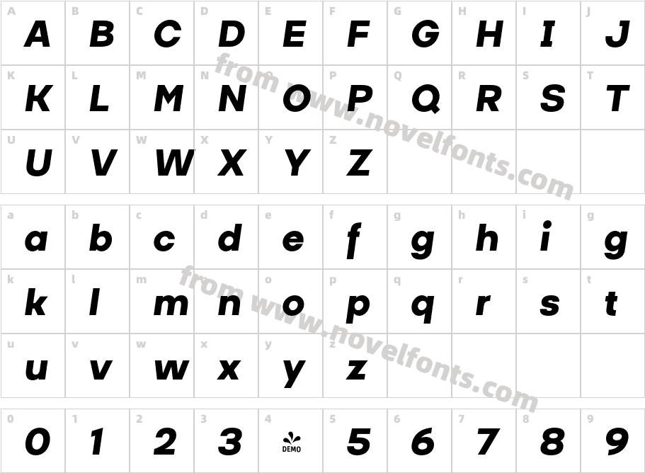FSP DEMO Masiva Black Italic RegularCharacter Map