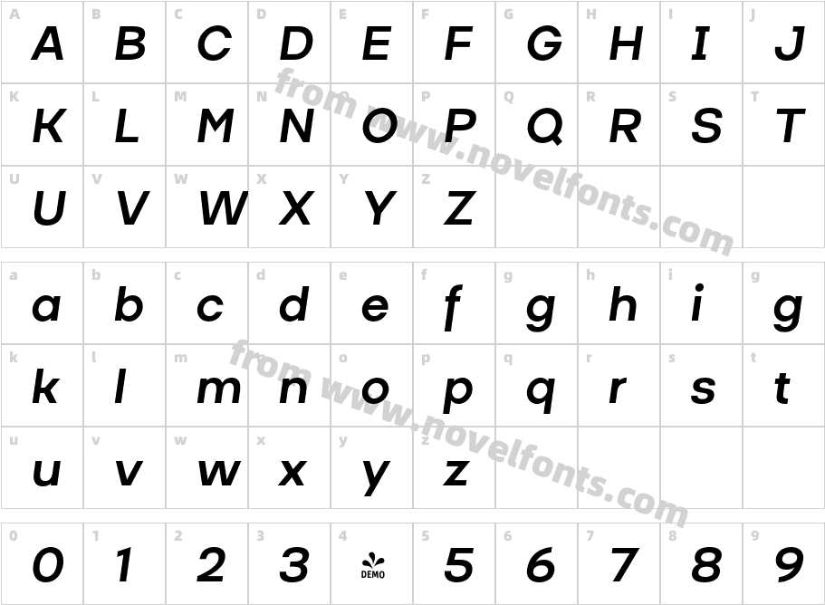 FSP DEMO Masiva Bold Italic RegularCharacter Map