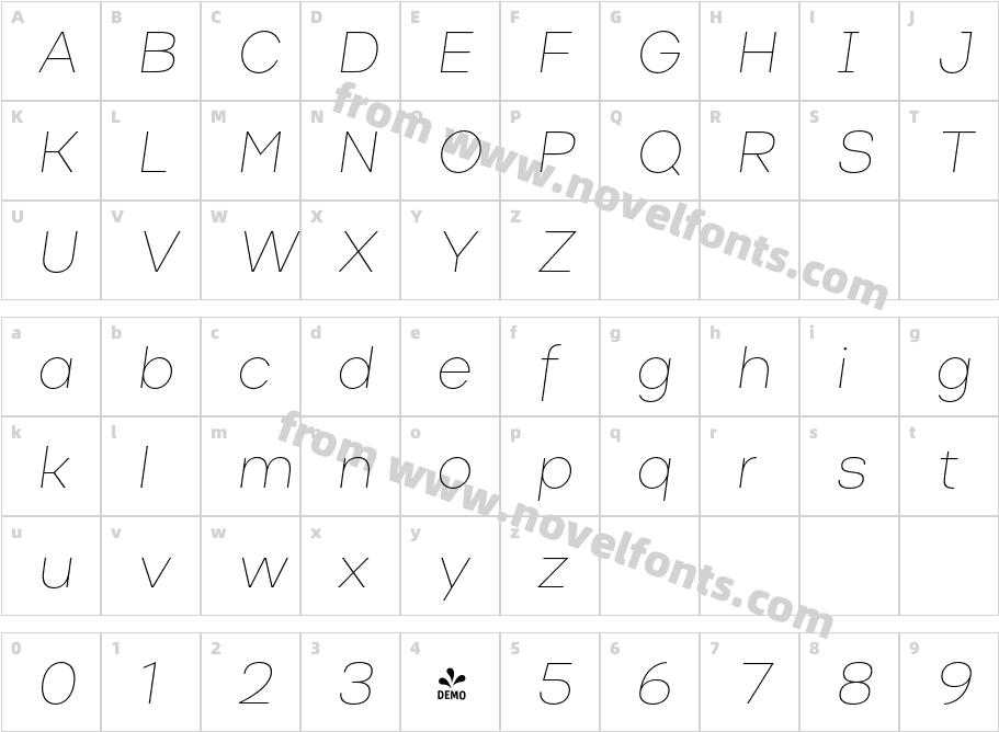 FSP DEMO Masiva Thin Italic RegularCharacter Map