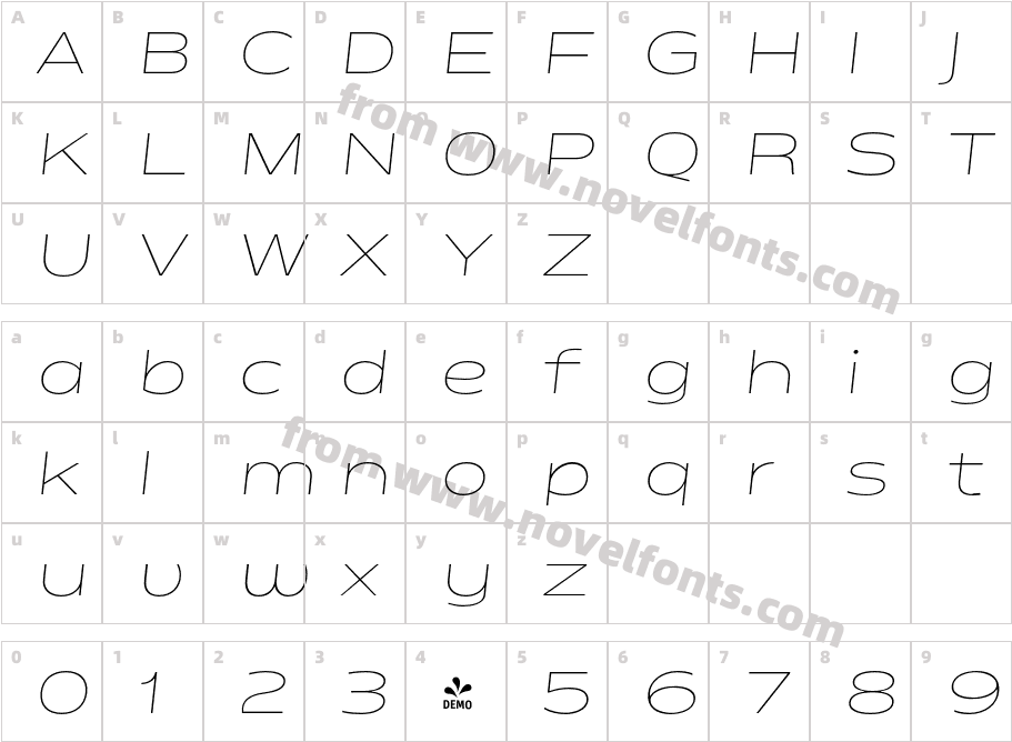 FSP DEMO Matrice Extra Light ItalicCharacter Map