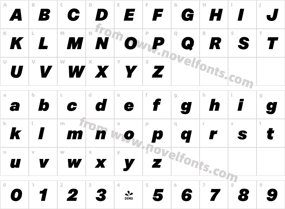 FSP DEMO Mazin Black ItalicCharacter Map