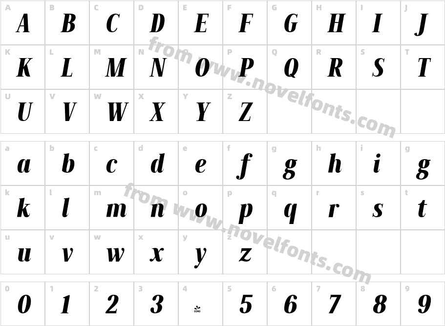 FSP DEMO Millard Condensed Bold ItalicCharacter Map
