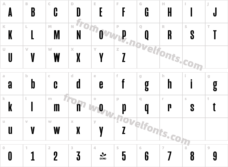 FSP DEMO Mongoose Medium RegularCharacter Map