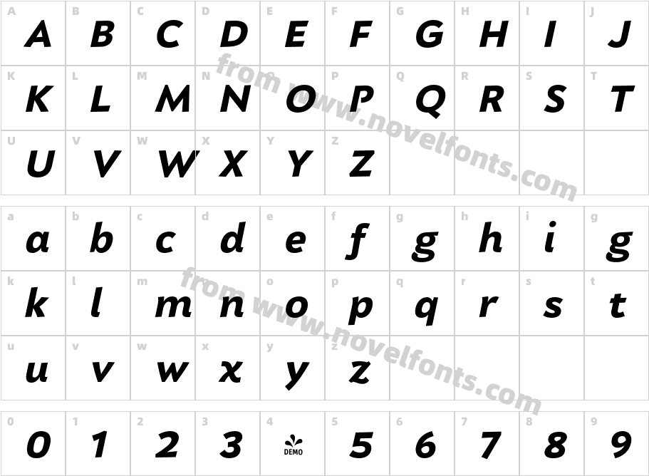 FSP DEMO Nema Bold Italic ItalicCharacter Map