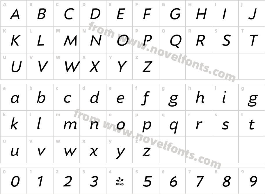 FSP DEMO Nema Regular Italic ItalicCharacter Map