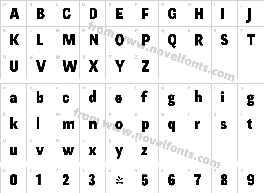 FSP DEMO Nova Grotesk Condensed Black RegularCharacter Map