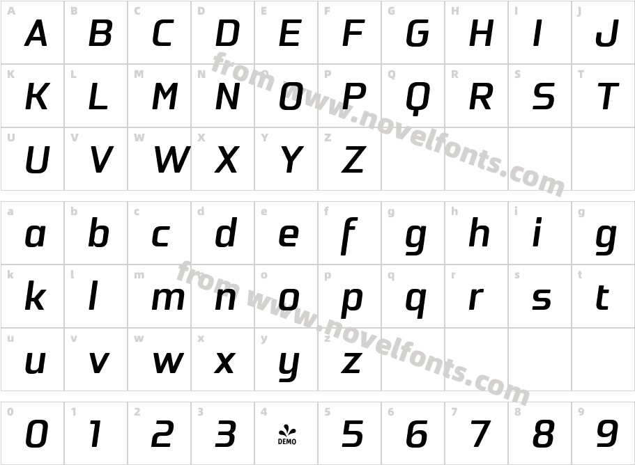 FSP DEMO Oxima Bold Italic RegularCharacter Map