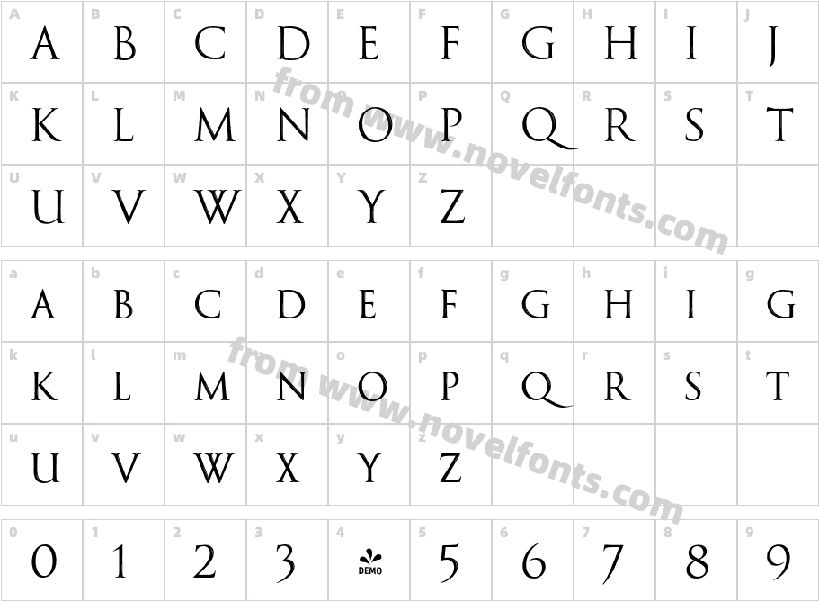 FSP DEMO PKG Roman Capitals RegularCharacter Map