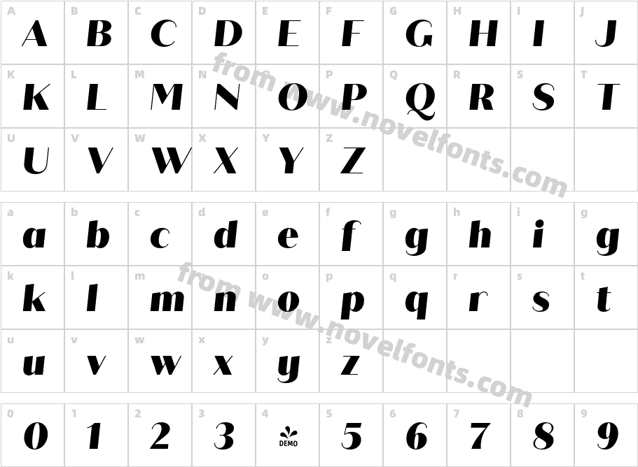 FSP DEMO Quiche Sans Black ItalicCharacter Map