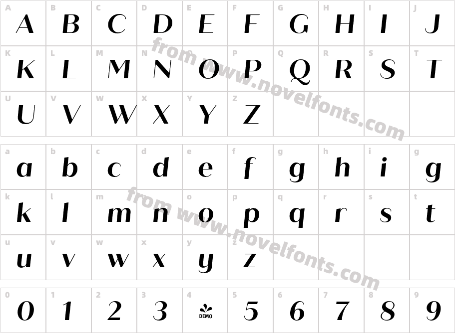 FSP DEMO Quiche Sans Bold ItalicCharacter Map