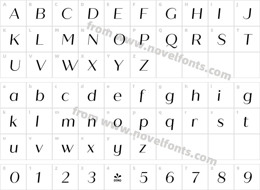 FSP DEMO Quiche Sans ItalicCharacter Map