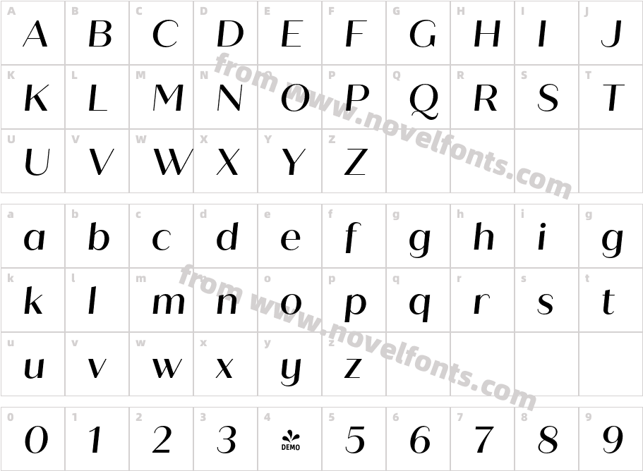 FSP DEMO Quiche Sans Medium ItalicCharacter Map