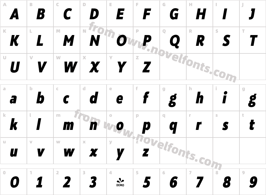 FSP DEMO Roanne Cond Heavy Italic RegularCharacter Map