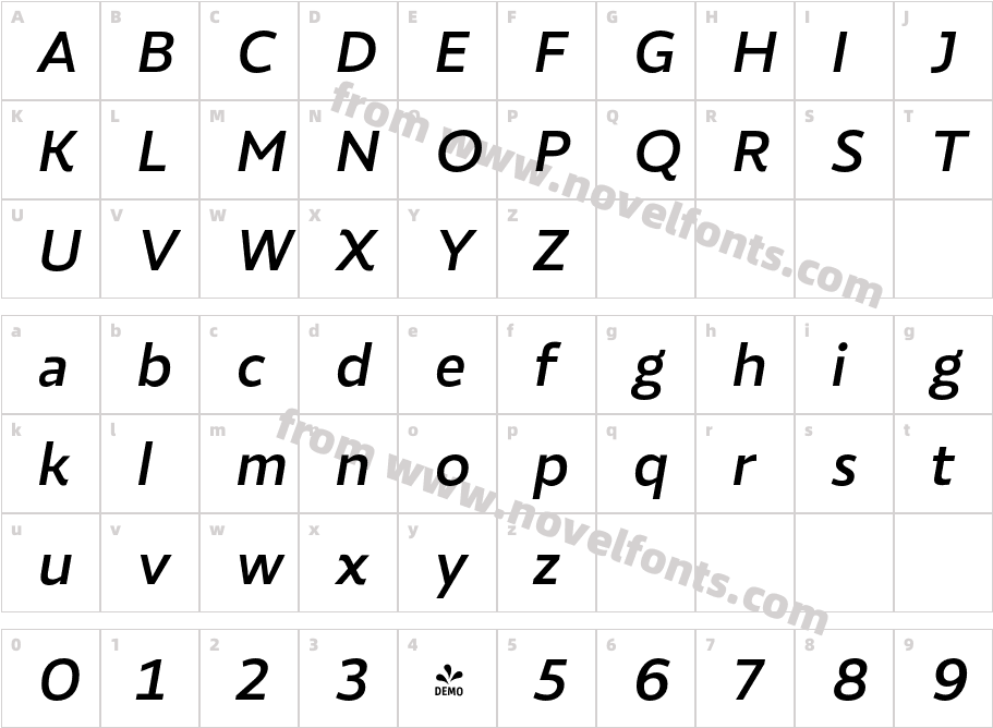 FSP DEMO Roanne Medium Italic RegularCharacter Map