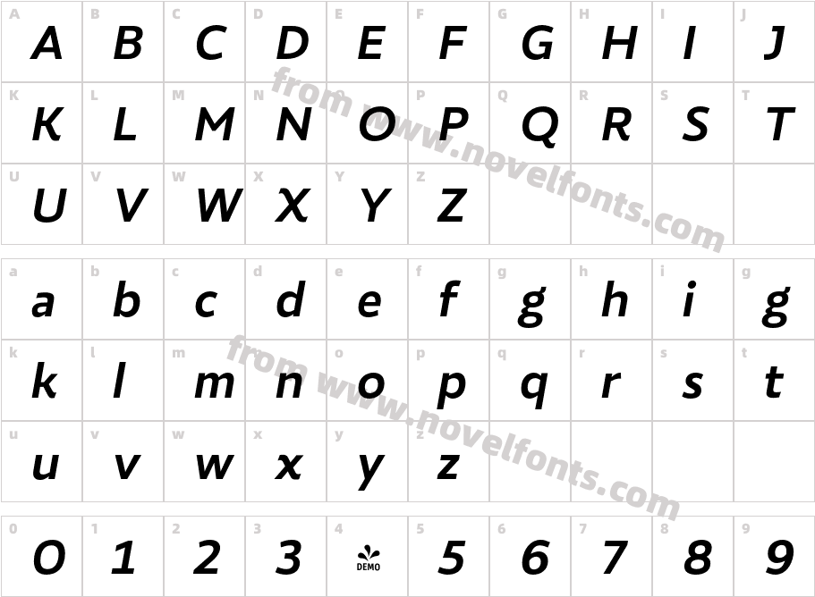 FSP DEMO Roanne Semibold Italic RegularCharacter Map