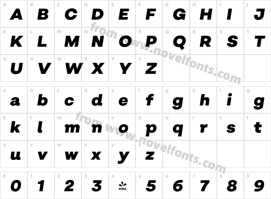 FSP DEMO Salvatore Black Italic RegularCharacter Map