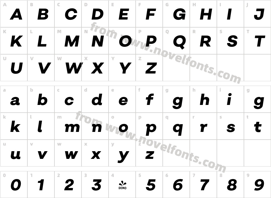 FSP DEMO Salvatore Extra Bold Italic RegularCharacter Map