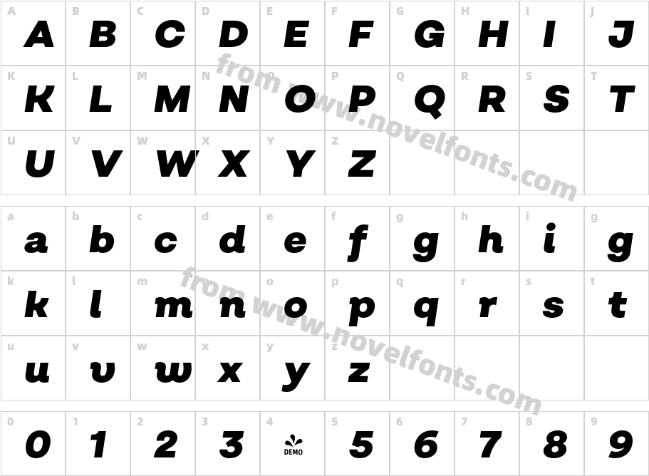 FSP DEMO Salvatore Roman Black Italic RegularCharacter Map
