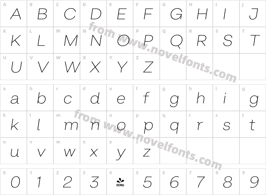 FSP DEMO Salvatore Ultra Light Italic RegularCharacter Map
