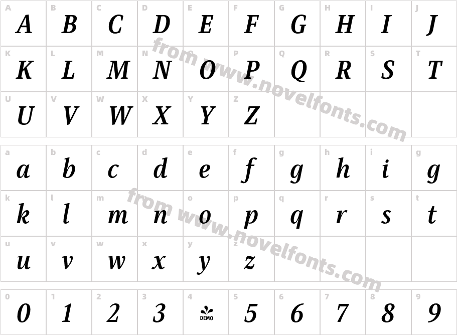 FSP DEMO Singel Bold ItalicCharacter Map