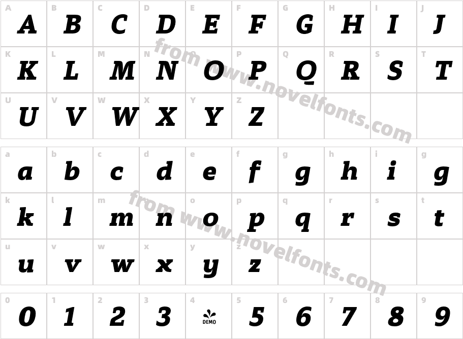 FSP DEMO Stropha Heavy Italic RegularCharacter Map