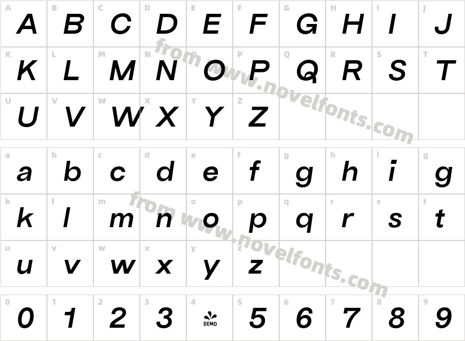 FSP DEMO TG Reglic Semibold ItalicCharacter Map