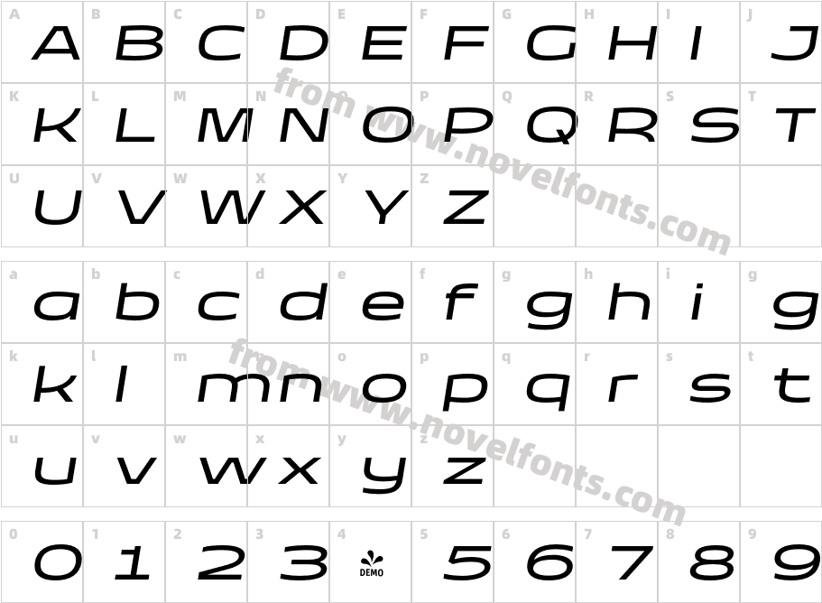 FSP DEMO Taruno Wide ItalicCharacter Map