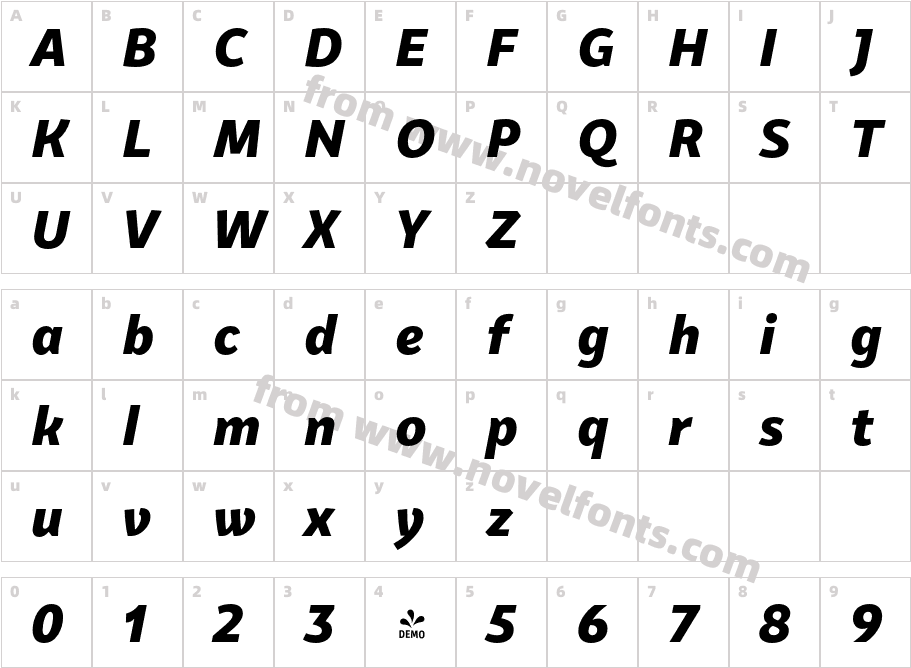 FSP DEMO Van Sans Extra Bold ItalicCharacter Map
