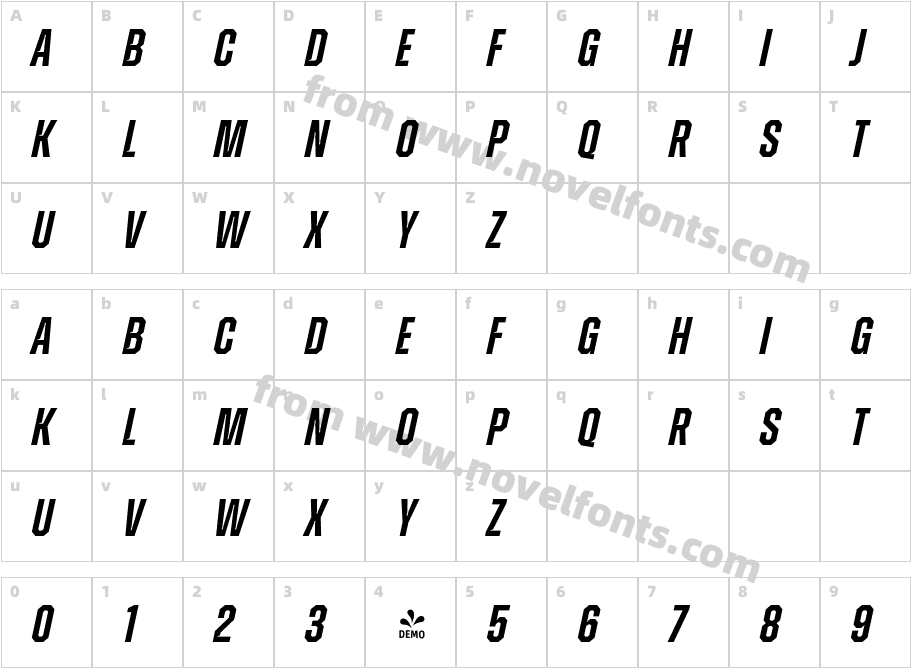 FSP DEMO Zuume Edge Cut Semibold ItalicCharacter Map