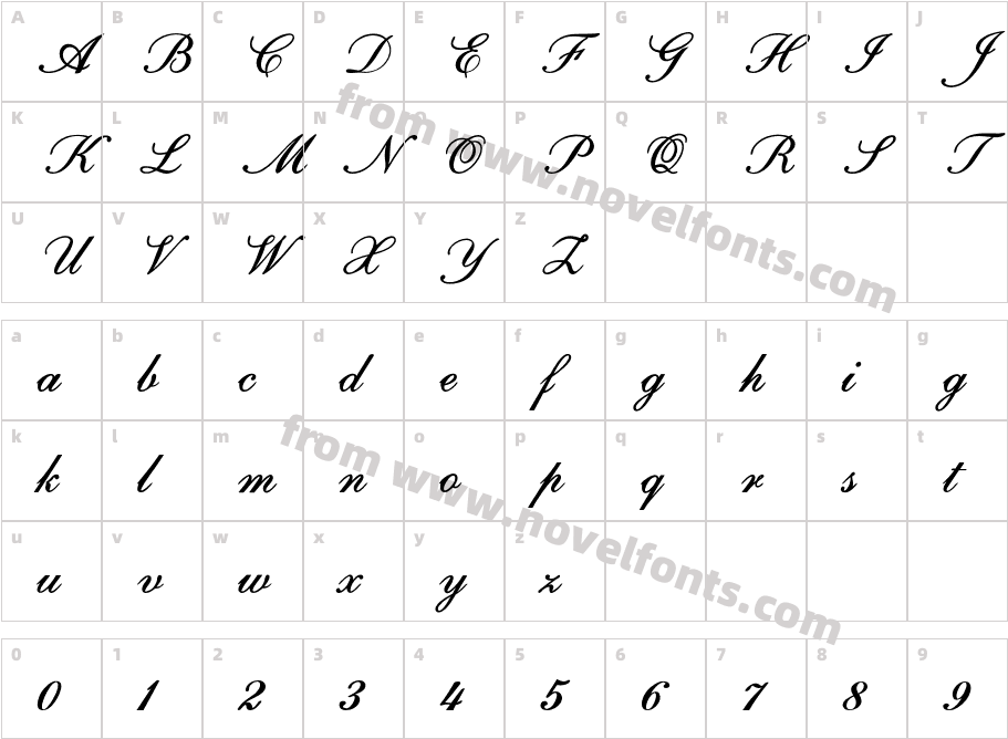 FOT Calligri Bold ItalicCharacter Map