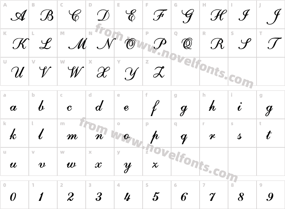 FOT Calligri BoldCharacter Map