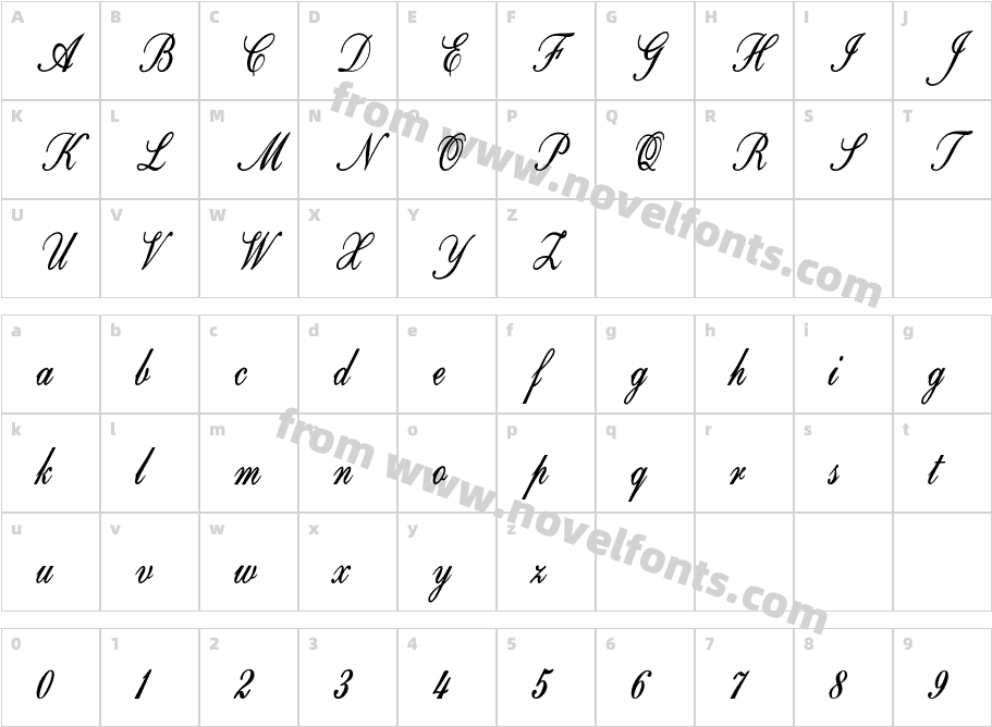 FOT Calligri Condensed Bold ItalicCharacter Map