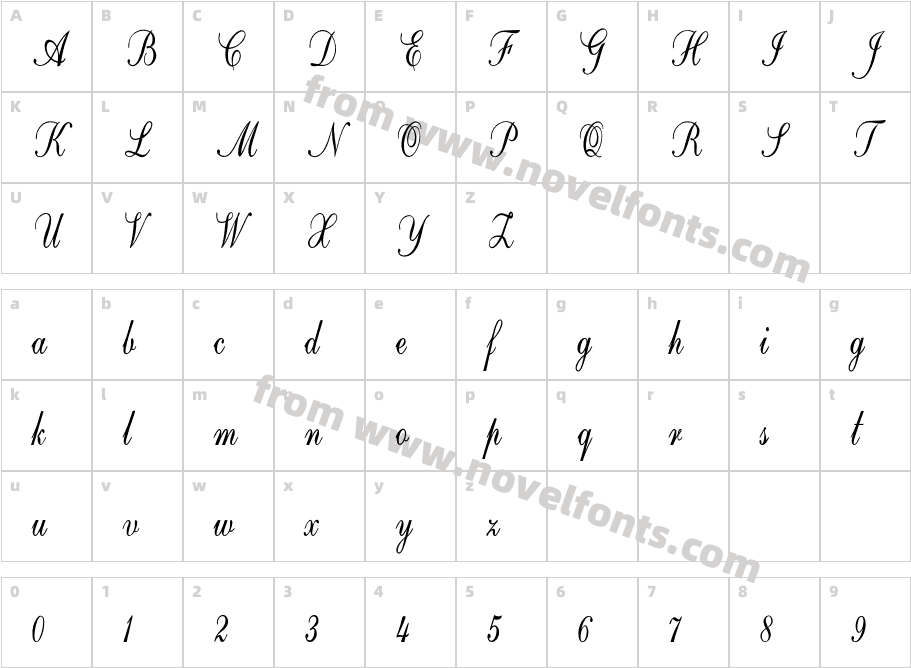 FOT Calligri Condensed RegularCharacter Map