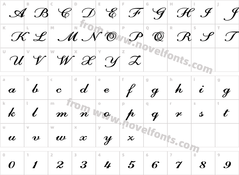 FOT Calligri Expanded BoldCharacter Map