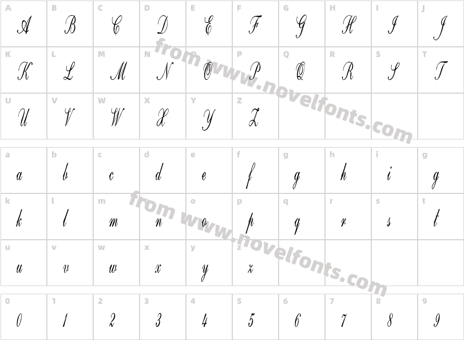 FOT Calligri Extracondensed ItalicCharacter Map