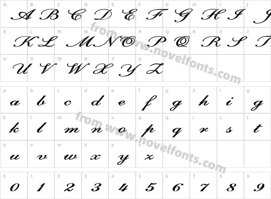 FOT Calligri Extraexpanded Bold ItCharacter Map