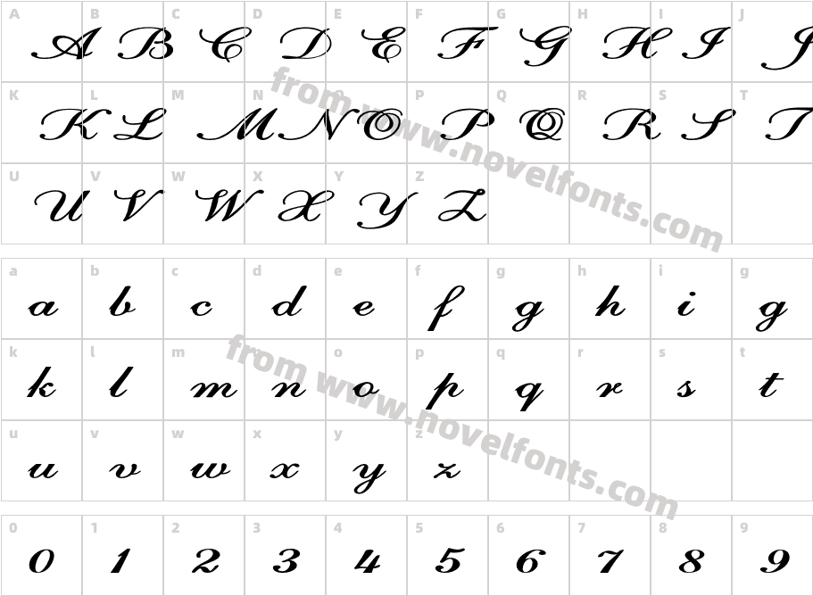 FOT Calligri Extraexpanded BoldCharacter Map