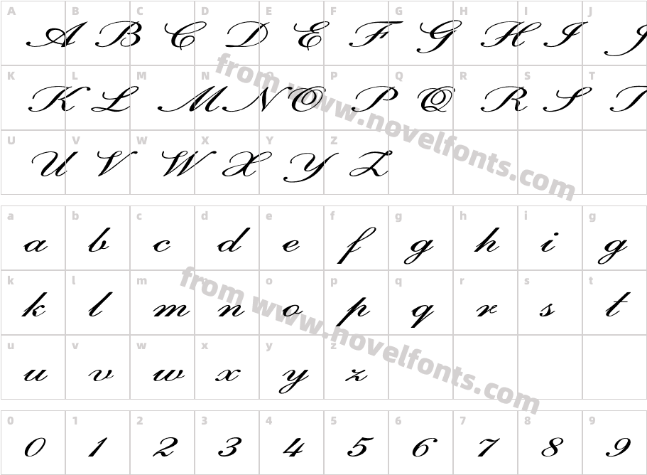 FOT Calligri Extraexpanded ItalicCharacter Map