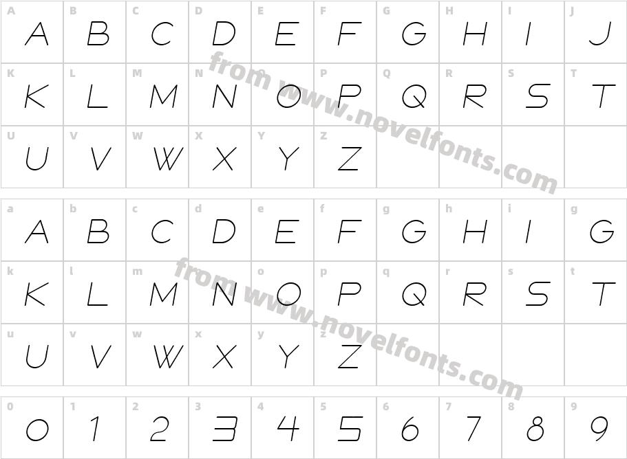 FOXUS LIGHT ITALLICCharacter Map