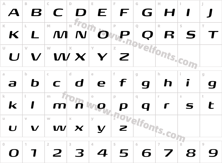 FP Head Pro Italic BoldCharacter Map