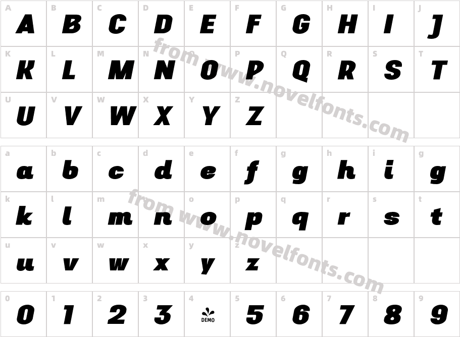 FSP DEMO Aconit Bazooka ItalicCharacter Map