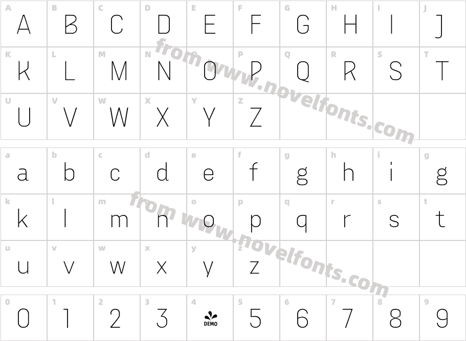 FSP DEMO Aconit Extra Light RegularCharacter Map