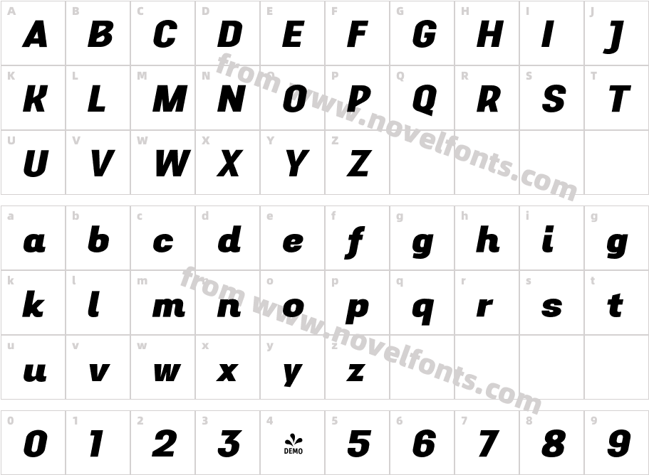 FSP DEMO Aconit Ultra Bold ItalicCharacter Map