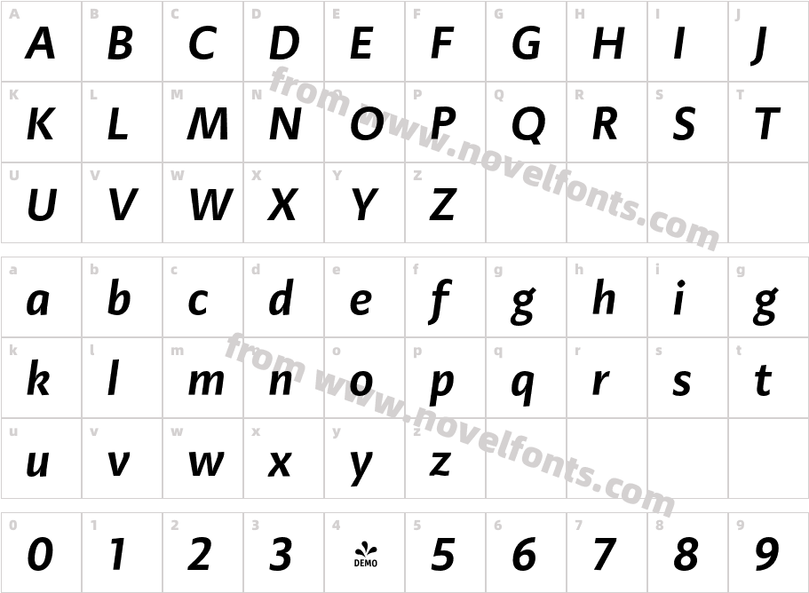 FSP DEMO Adagio_ Sans Semibold ItalicCharacter Map