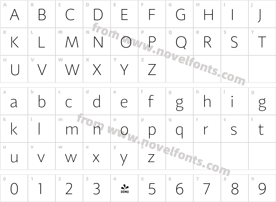 FSP DEMO Adagio_ Sans Thin RegularCharacter Map
