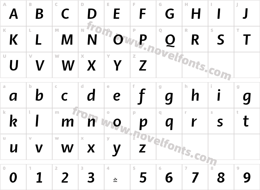 FSP DEMO Ador Bold ItalicCharacter Map