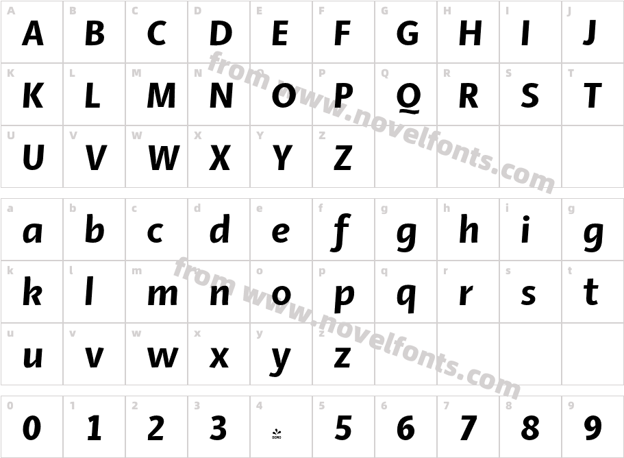 FSP DEMO Ador Extra Bold Italic RegularCharacter Map