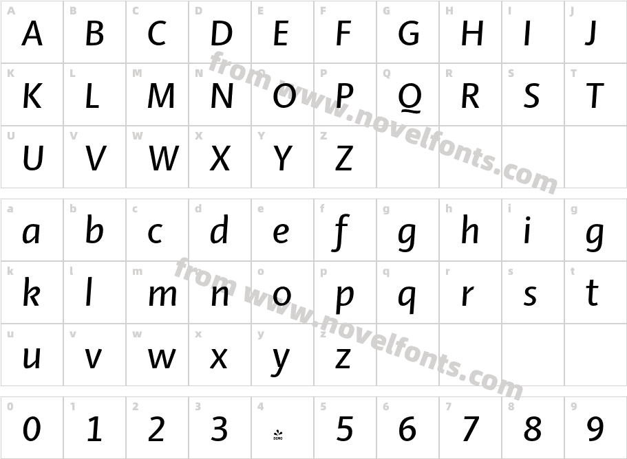 FSP DEMO Ador Medium ItalicCharacter Map