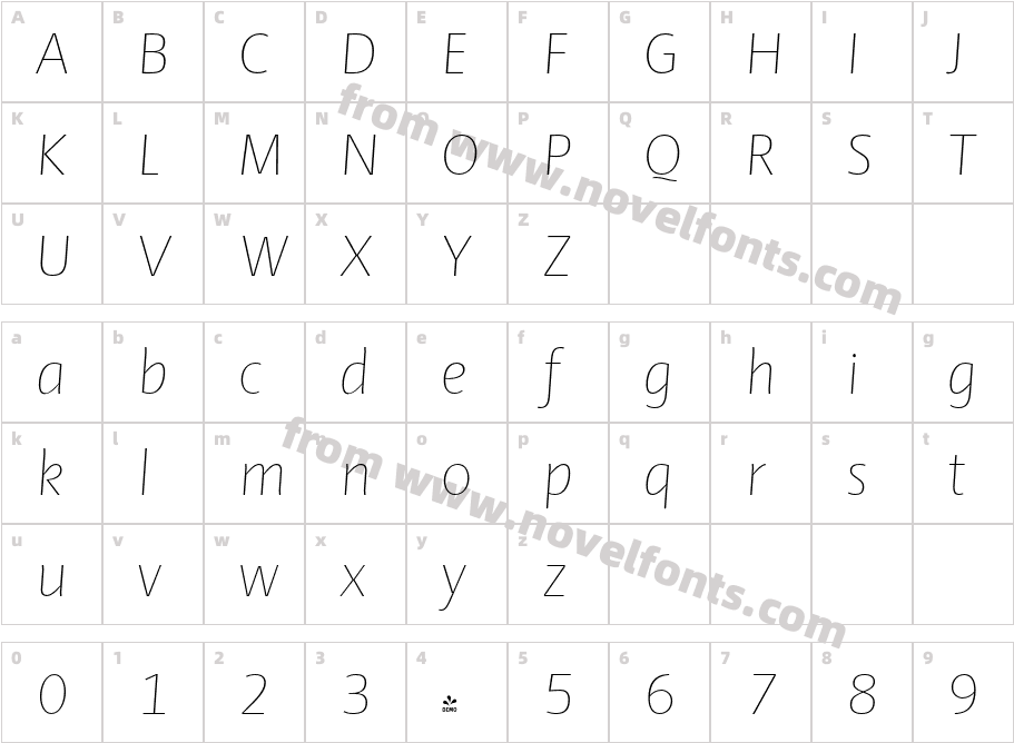 FSP DEMO Ador Ultra Light Italic RegularCharacter Map
